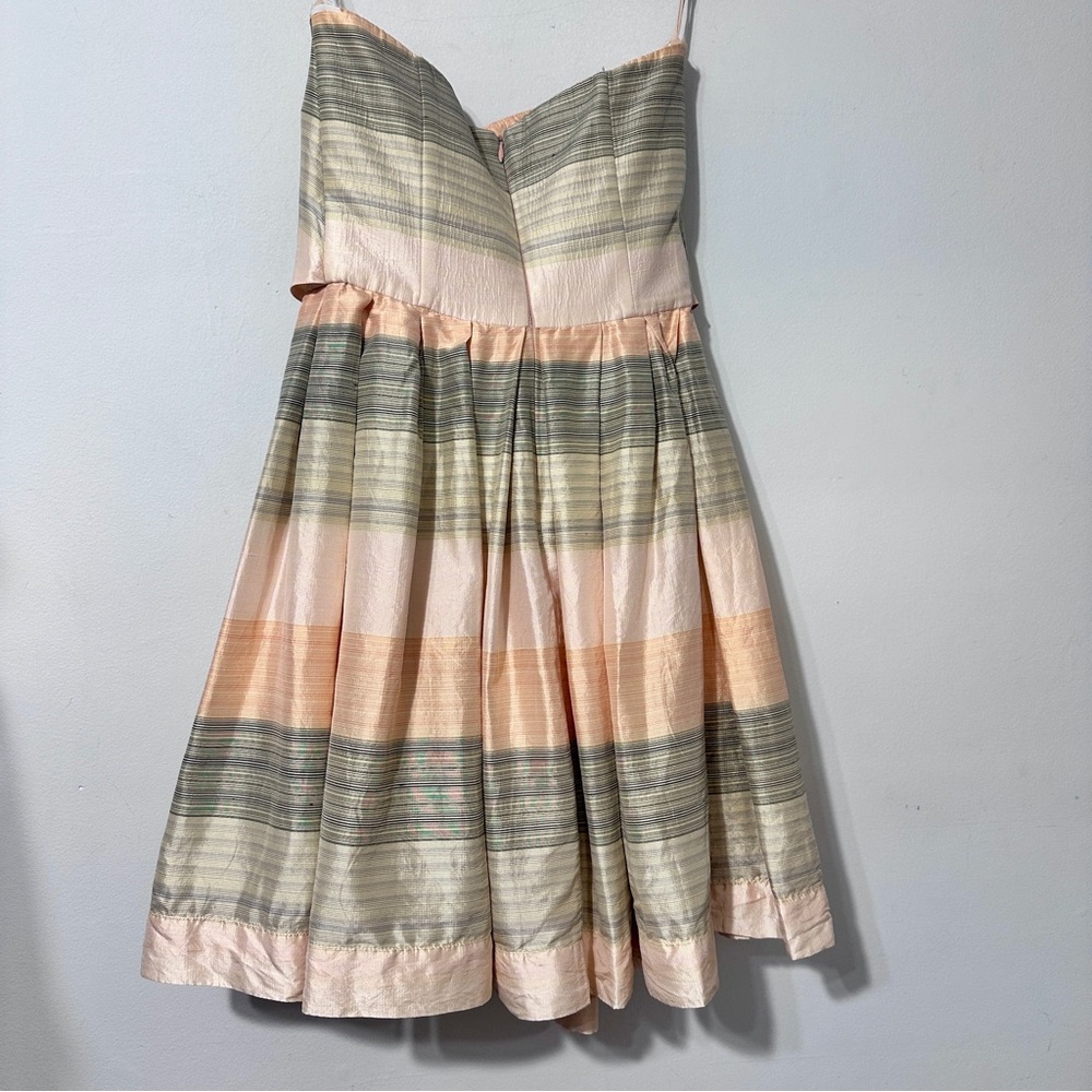 ARMANI‎ COLLEZIONI RARE Silk Strapless Stripe Midi Dress Sz 2 - Picture 6 of 13